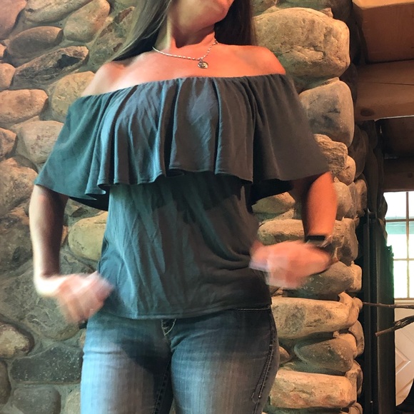 Dark green new peasant top large - Picture 2 of 8